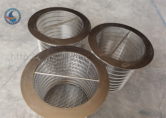 Ss 304 Shaped 450mm Wedge Wire Filter Basket With Handle Slot Wire Backwash